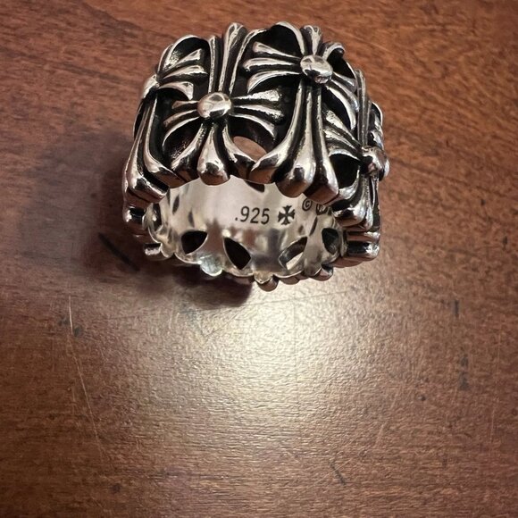 CHROME HEARTS Cemetery Ring Size 7 925 Silver Pin Clasp Engraved Necklace - Picture 6 of 6